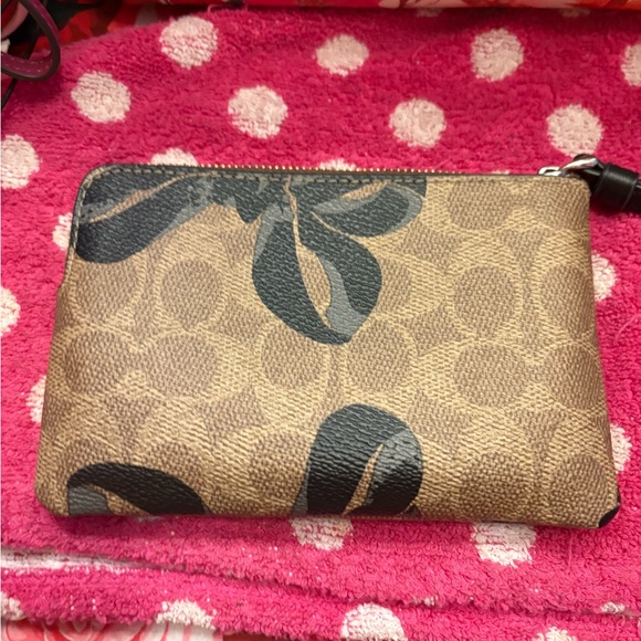 Coach Tan and Black Monogram Wristlet - Picture 2 of 4